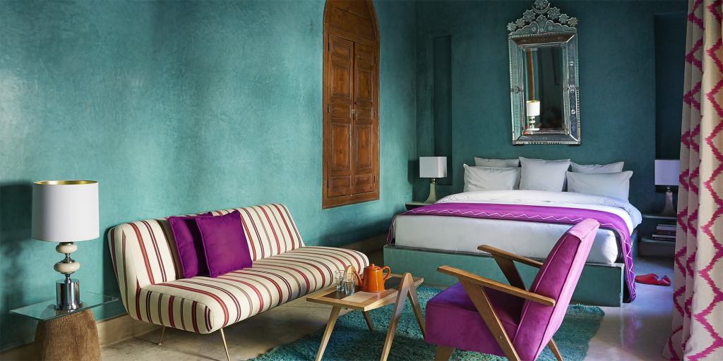 moroccan befroom teal and purple